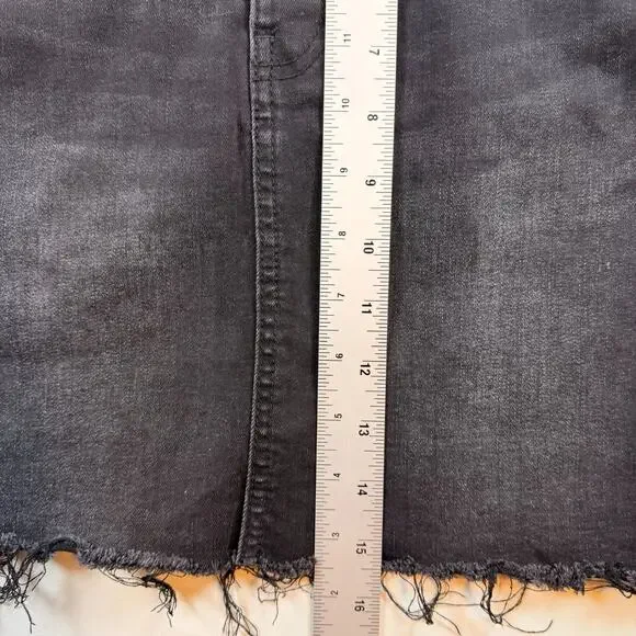Kendall + Kylie High Rise Button Fly Black Denim Mini Skirt Size 3/26 - Picture 4 of 7